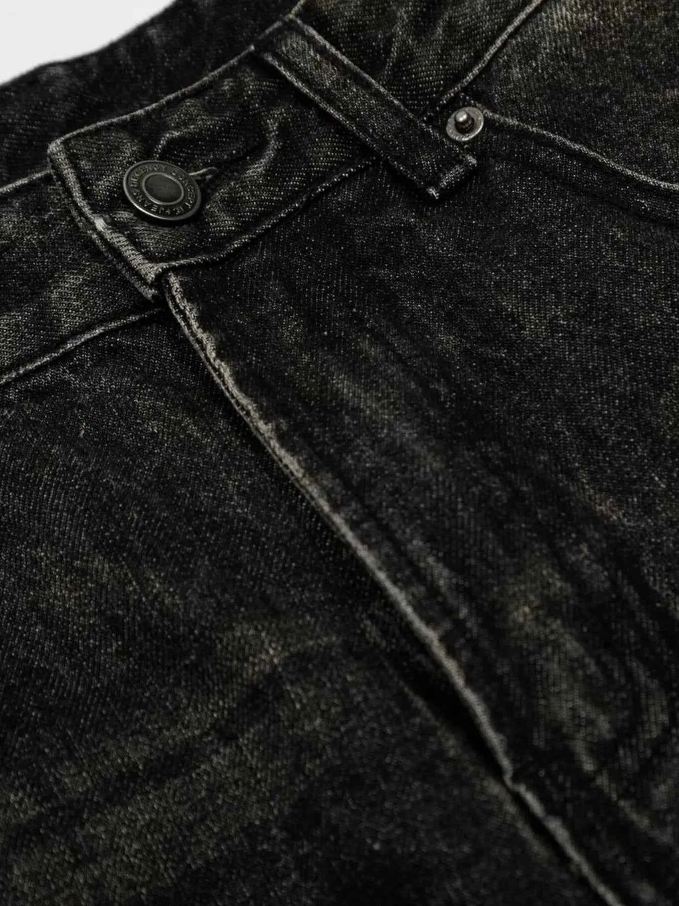 Men's Distressed Washed Straight Jeans